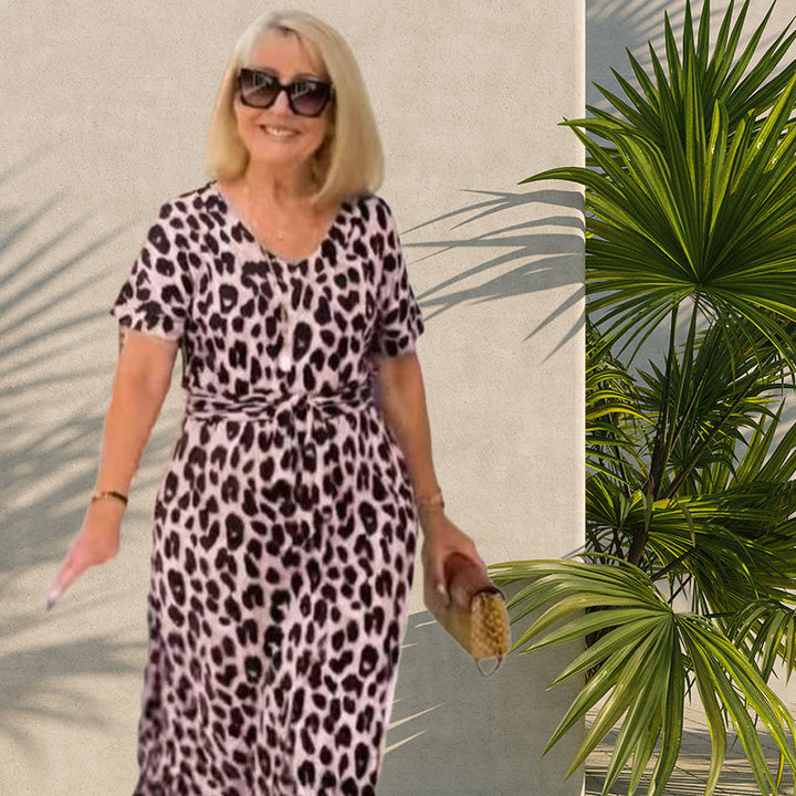 Leopardklänning med bälte