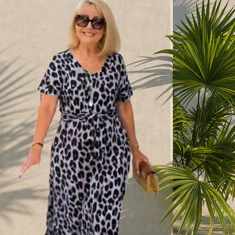 Leopardklänning med bälte