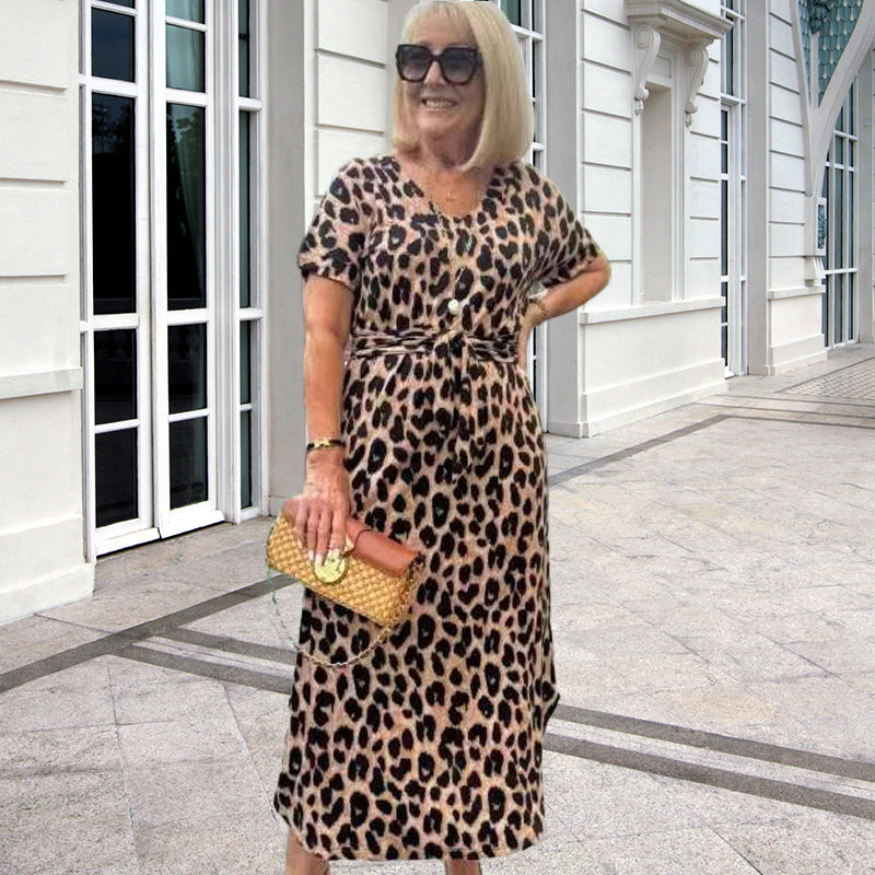 Leopardklänning med bälte