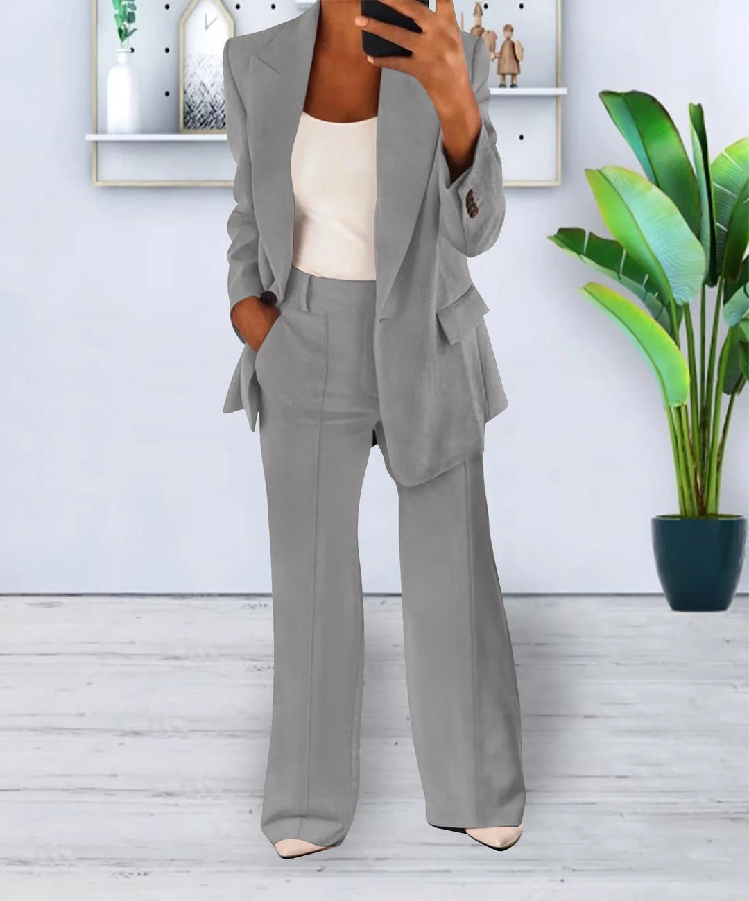 Camile – Oversized Blazer med Vide Bukser